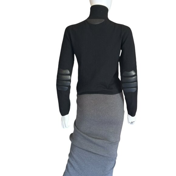 NWC Prada Black Cashmere Zippered Sweater Leather Accents - Picture 9 of 12